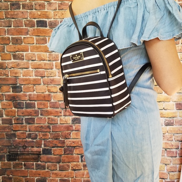 Kate spade mini bradley wilson backpack stripe blk - Picture 2 of 5